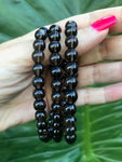 smoky quaartz bead bracelet - stretch 6 mm - 1
