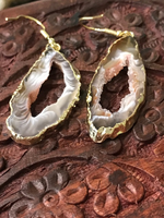geode druzy slice earrings gold