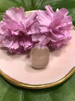 Rose Quartz Crystal Rectangular Ring - Small Sized Stone