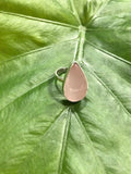 Rose Quartz Crystal Pear Shaped Ring