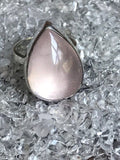 Rose Quartz Crystal Pear Shaped Ring