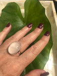 Rose Quartz Crystal Oval Shaped Ring - Small Sized Stone