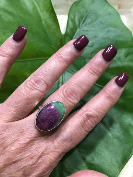 Ruby Zoisite Crystal Oval Shaped Ring