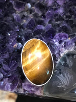 Tiger's Eye Crystal Oval Shaped Ring