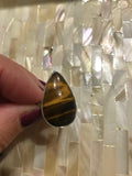 tigers eye pear shaped crystal ring
