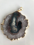 amethyst stalactite gold-plated slice crystal pendant
