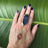 blue agate crystal ring