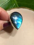 labradorite crystal pear shaped ring